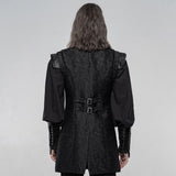 Maelstrom Gothic Brocade PU Faux Leather Trim Waistcoat Men's