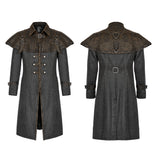 Huxley Steampunk Waxed Canvas Buckle Capelet Coat Men's