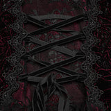 Cochineal Women's Gothic Dress with Velvet Fabric in Black & Red