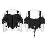 Dead Calm Women's Gothic Corset with Removable Lace in Black