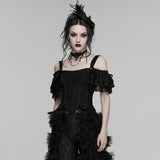Dead Calm Women's Gothic Corset with Removable Lace in Black