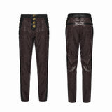 Vigil Men's Gothic Faux Leather Cyberpunk pants in Coffee