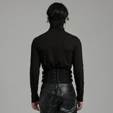 Prospero Men's Punk Lace-Up Corset Belt in Black