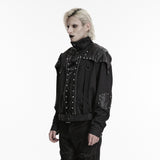 Styx Noir Men's Gothic Jacket with Studded Front Panel in Black