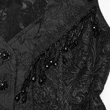 Caliban Women's Gothic Waistcoat with Beading in Black