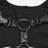 Sabbat Women's Punk Faux Leather Chest Harness in Black