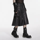 Arges Gothic Buckle Waxed Denim Kilt