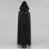 Vesperia Women's Gothic Cloak Cape with Faux Fur in Delicate Mesh, Which Creates An Ethereal Aesthetic in Black