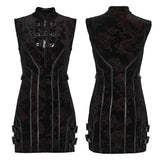 Crimson Elegy Gothic Dress in Black & Red