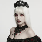 Berenice Beaded Lace Choker Necklace in Black & Red