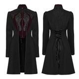 Crow Court Women's Gothic Woollen coat in Black & Red