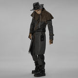 Huxley Steampunk Waxed Canvas Buckle Capelet Coat Men's