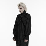 Void Requiem Men's Gothic Shirt with Ruffled Collar in Black
