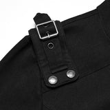 Charcoal Gothic Stretch Knit Chevron Buckle Hooded Top Men's