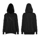 Bacchante Women's Punk Distressed Hoodie in Black