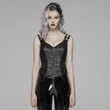 Cloister Women's Gothic Zipped Top in Black & SI