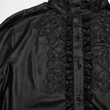 Keats Gothic Glossy Chiffon Ruffled Men's Shirt