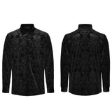Cinnabar Gothic Embossed Velvet Baroque Black Shirt Men's