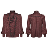 Balor Men's Gothic Jacquard Ruffle Shirt in Red