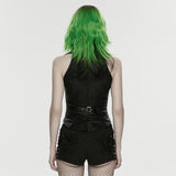Aconite Women's Gothic Zipped Waistcoat Top in Black