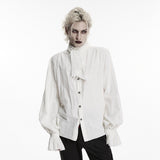 Penumbra Men's Gothic Shirt with Ruffled Collar in Black