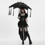 Gloam Women's Gothic Umbrella with Ruffles in Black