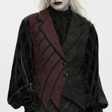 Tristan Men's Gothic Asymmetrical Tailcoat Vest in Black & Red