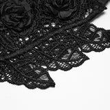 Ulalume Women's Gothic Lace Rose Hip Chain Harness in Black