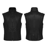 Dusk Rite Men's Gothic Zipped Sleeveless Jacket in Black