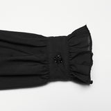 Dead Calm Women's Gothic Blouse with Embroidery in Black