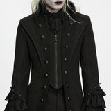 Rood Men's Gothic Ruffled Dandy Jacket in Black