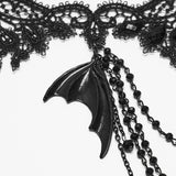 Moonset Women's Gothic Bat Lace Choker Necklace in Black