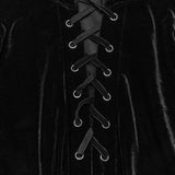 Hawthorn Men's Gothic Velvet Lace-Up Shirt in Black