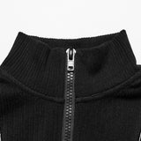 Goblin Men's Punk Half-Zip Long Sleeve Top in Black