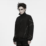 Vault Men's Gothic Eyelets Zipped Jacket in Black