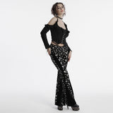Ascalon Gothic Velvet Skull Printed Pants