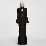 Lemures Women's Gothic Dark Contrasting Dress in Black & Red