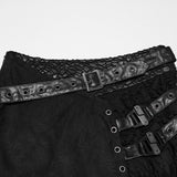 Ulthar Women's Gothic Skirt with Lacing Detail in Black