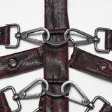 Libitina Women's Gothic Harness with Studded Straps in Black & Red
