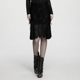 Hellebore Women's Gothic Skirt with Lace Fabric in Black