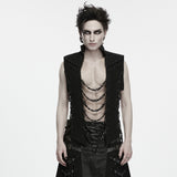 Magic Lantern Men's Punk Abyss Chain Stand-Collar Vest in Black