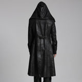 Brigand Gothic Distressed Faux Leather Brocade Hooded Coat Men's