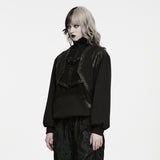 Commedia Women's Punk Half-Zip Sweatshirt with Harness in Black