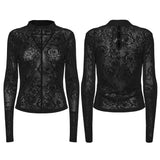 Là-Bas Women's Gothic Long Sleeve Lace Top in Black