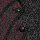 Tristan Men's Gothic Asymmetrical Tailcoat Vest in Black & Red