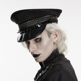 Dead Calm Gothic Military Studded Hat in Black