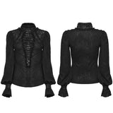 Hollow Crown Women's Gothic Blouse with Ruffles in Black