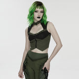 Séance Women's Gothic Waistcoat with Studded Lapels in Black