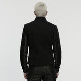 Interloper Gothic PU Faux Leather Panel Jacket Men's