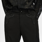 Guignol Men's Dark Embossed Trimmed Trousers in Black